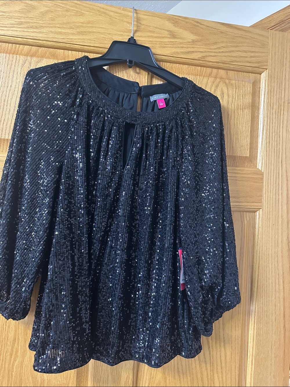 Vince Camuto Black Sequin Blouse